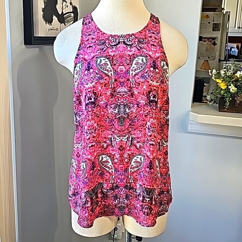 VIOLET & CLAIRE, top sheer but not see through. Pink Paisley size small.